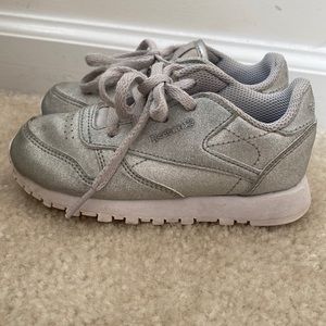 Silver Reebok Sneakers, Size 8 toddler
